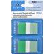 Sparco Removable Standard Flags Dispenser - 100 x Green - 1.75" x 1" - Rectangle - Green - See-through, Self-adhesive, Removable