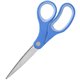 Sparco Bent Multipurpose Scissors - 8" Overall Length - Bent - Stainless Steel - Blue - 1 Each