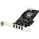 StarTech.com 4 Port PCI Express (PCIe) SuperSpeed USB 3.0 Card Adapter w/ 2 Dedicated 5Gbps Channels - UASP - SATA / LP4 Power -