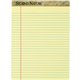 TOPS Second Nature Ruled Canary Writing Pads - 50 Sheets - 0.34" Ruled - Red Margin - 15 lb Basis Weight - 8 1/2" x 11 3/4" - Ca