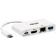 Tripp Lite by Eaton USB-C Multiport Adapter - 4K HDMI USB 3.x (5Gbps) Hub Port GbE 60W PD Charging HDCP White - Docking Station 