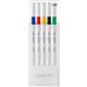 uni EMOTT Fineliner Marker Pens - Assorted Water Based Ink - Plastic Tip - 5 / Set