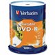 Verbatim DVD Recordable Media - DVD-R - 16x - 4.70 GB - 100 Pack - 120mm - Printable