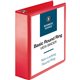 Business Source Round Ring Binder - 3" Binder Capacity - Round Ring Fastener(s) - 2 Internal Pocket(s) - Red - Clear Overlay, La