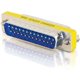 C2G DB25 M/M Mini Gender Changer (Coupler) - 1 Pack - 1 x 25-pin DB-25 Male - 1 x 25-pin DB-25 Male - Yellow, Silver