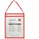 C-Line Hanging Strap Shop Ticket Holder - Support 9" x 12" Media - 15 / Box - Red, Clear