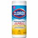 Clorox Disinfecting Cleaning Wipes - Ready-To-Use - Crisp Lemon Scent - 35 / Canister - 1 Each - Disposable, Bleach-free - Yello