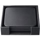 Dacasso Leather Coasters - Set of 4 Square with Holder - Square - Black - Top Grain Leather, Felt - 1Each