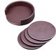 Dacasso Leather Coasters - Set of 4 with Holder - Round - Chocolate Brown - Top Grain Leather, Felt - 1Each