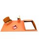 Dacasso 5-piece Home/Office Leather Desk Accessory Set - Velveteen, PU Leather - Tan - 1 Each