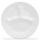 Dart Concorde 10-1/4" Nonlaminated Foam Compartment Plates - 125 / Bag - White - Foam Body - 4 / Carton