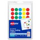 Avery Color Coded Label - - Width3/4" Diameter - Removable Adhesive - Round - Green, Light Blue, Red, Yellow - Film - 35 / Sheet